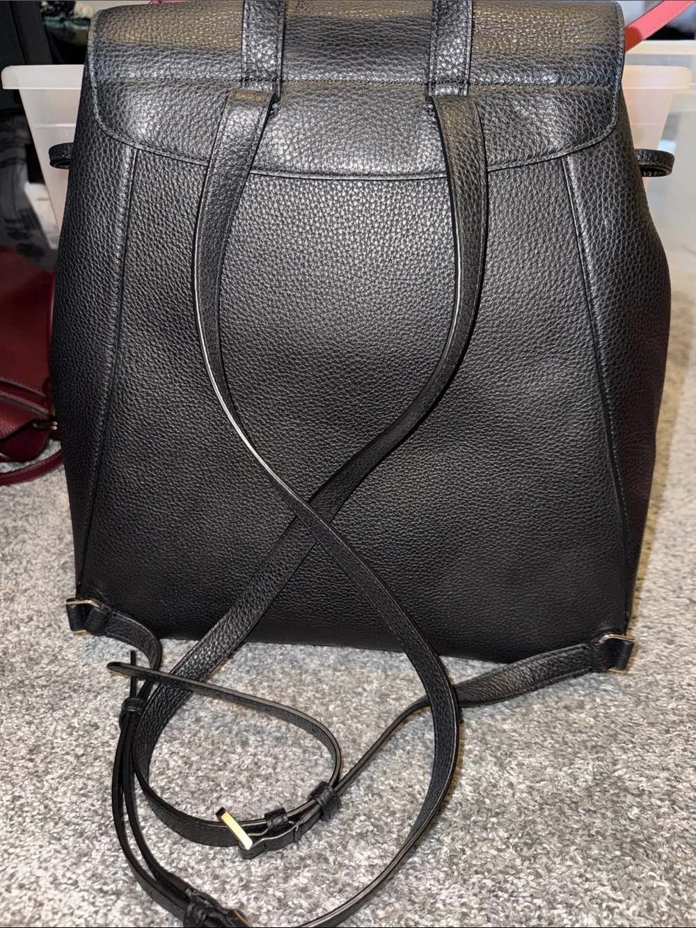 kate spade Black Pebbled Leather Drawstring Backpack - Picture 4 of 4